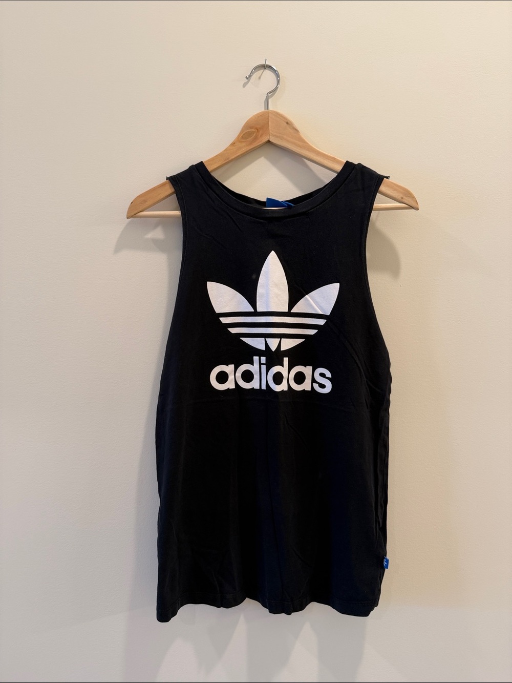 adidas Women’s Black Muscle Tank with White Trefoil Logo